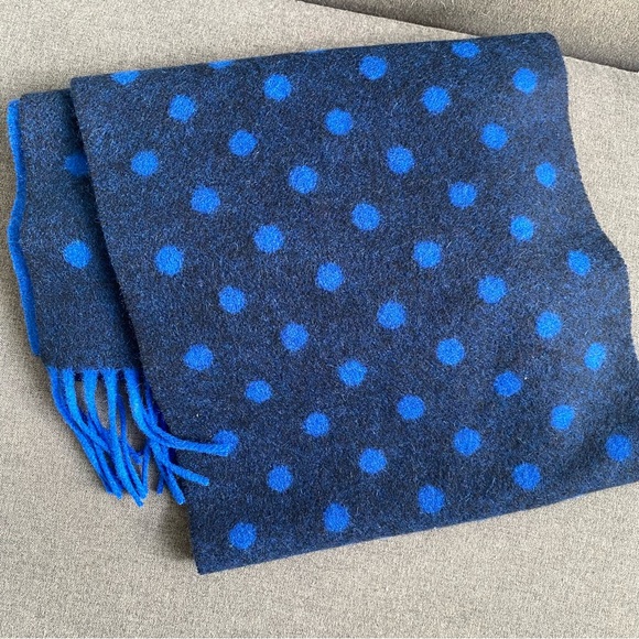NWT Blue Polka Dot Cashmere Scarf - Picture 1 of 3